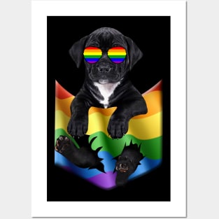 Pitbull In Pocket LGBT Pride Flag For Dog Lovers Posters and Art